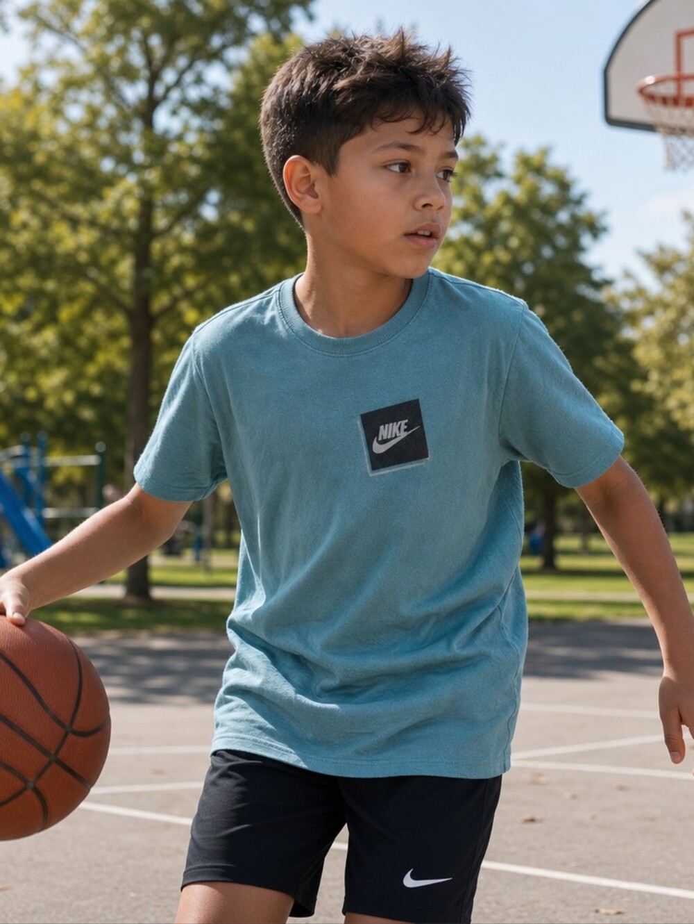Nike Boys Turquoise “Power Tee” Short Sleeve T‑Shirt | Size XLarge